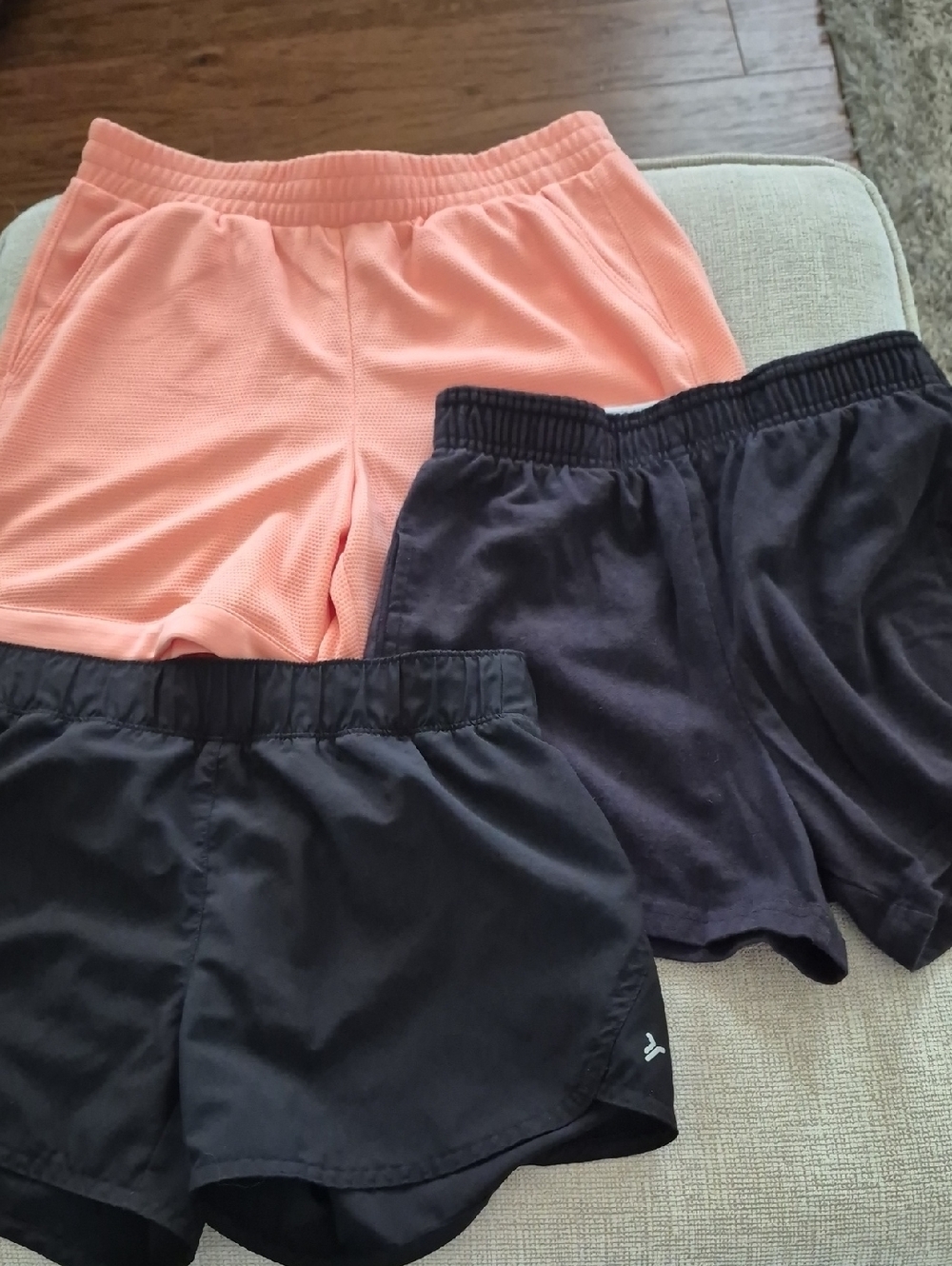 Set of 3 Kid's Athletic Shorts - Coral And Black